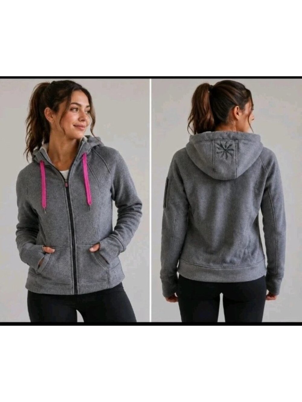 NEW Athleta Home Team Heavy Warm Shearling Jacket Heathered Gray pink womens S